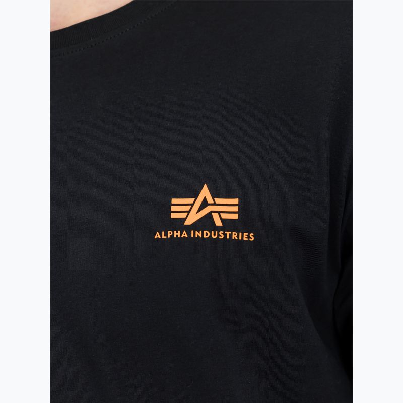 Vyriški marškinėliai Alpha Industries Basic Small Logo black/neon orange 4