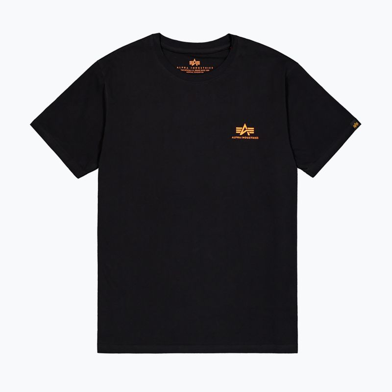 Vyriški marškinėliai Alpha Industries Basic Small Logo black/neon orange 5
