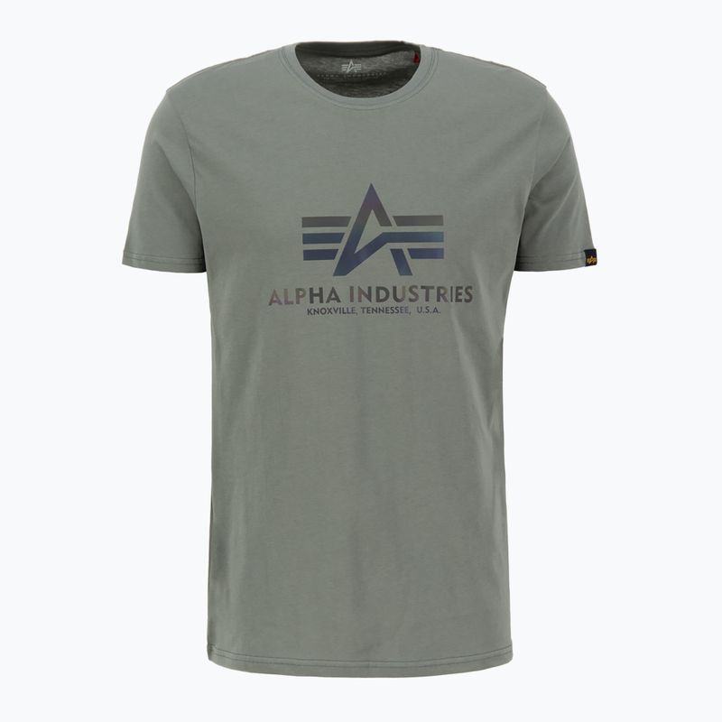 Vyriški marškinėliai Alpha Industries Basic Rainbow Reflective vintage green 2
