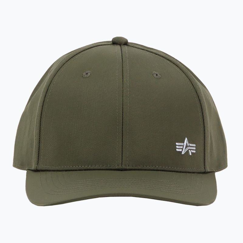 Vyriška kepuraitė su snapeliu Alpha Industries Metal Label dark olive