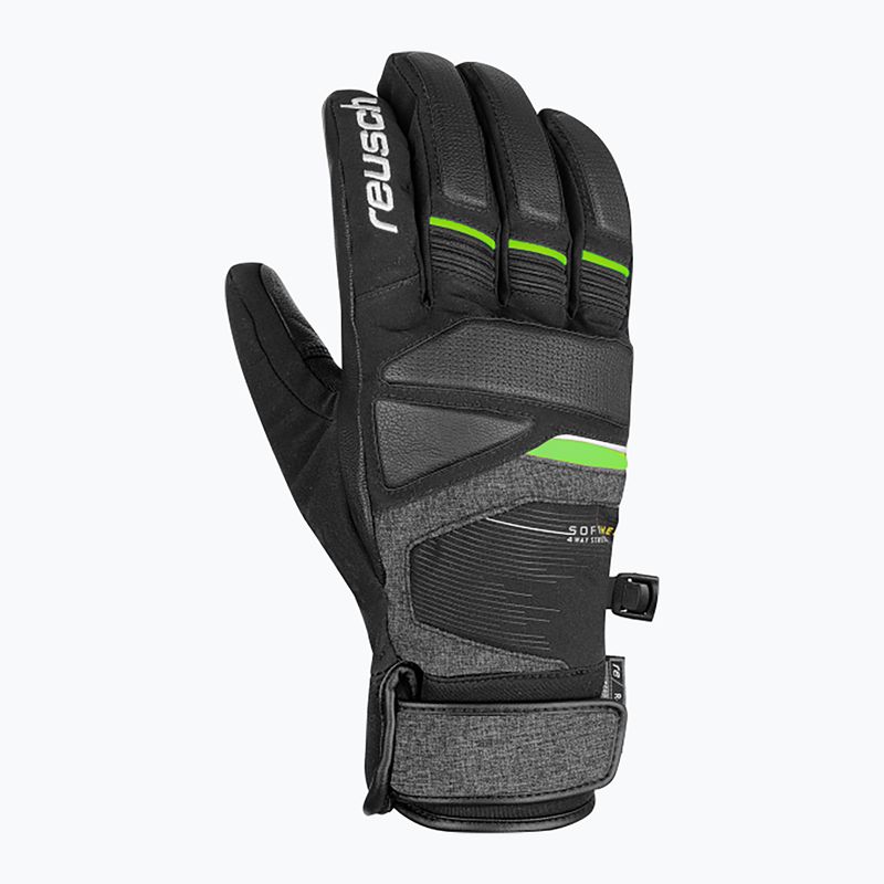 Reusch Storm R-Tex Xt slidinėjimo pirštinės juoda/juoda melanžas/neon žalia 6