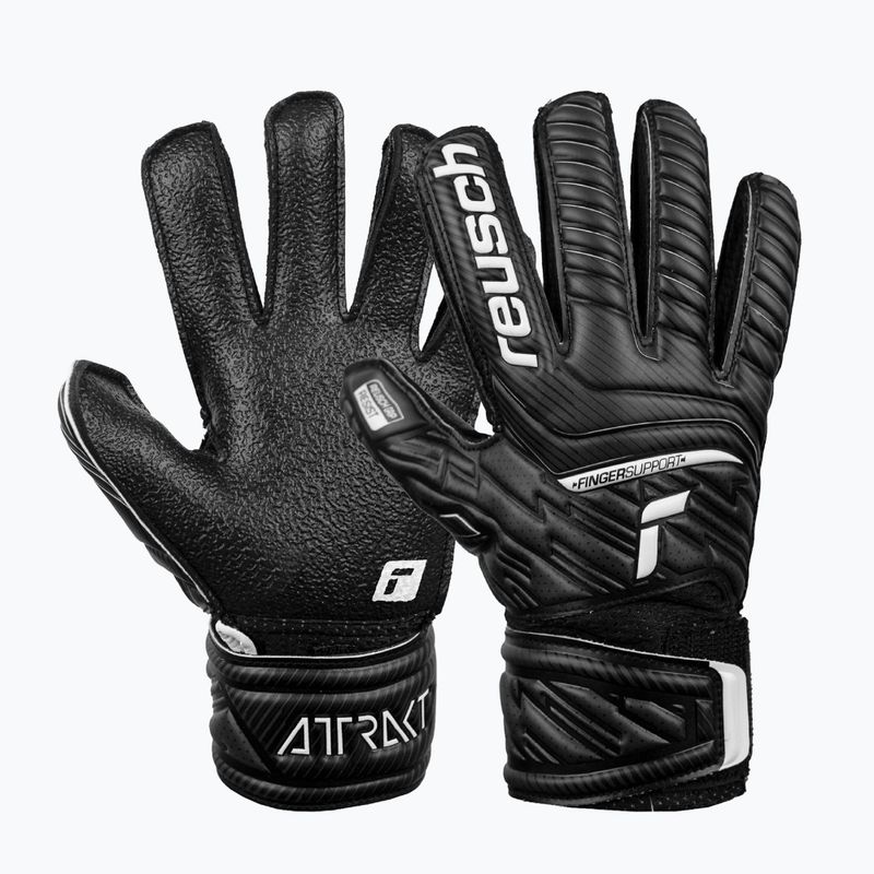 Reusch Attrakt Resist Finger Support Junior vaikiškos vartininko pirštinės juodos 5272610 5
