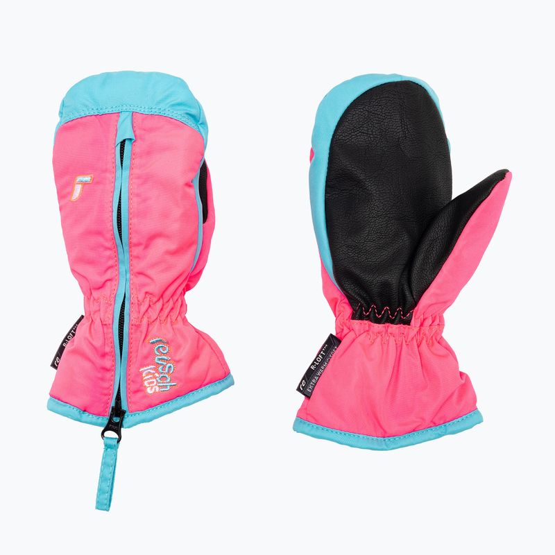 Reusch Ben Mitten vaikiškos slidinėjimo pirštinės knockout pink/bachelor button