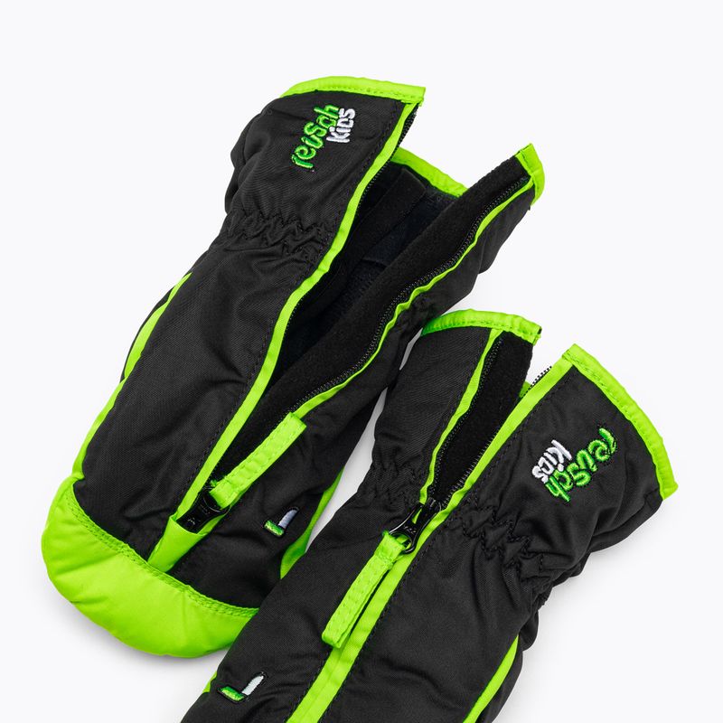 Vaikiškos slidinėjimo pirštinės Reusch Ben Mitten juoda/neon žalia 4