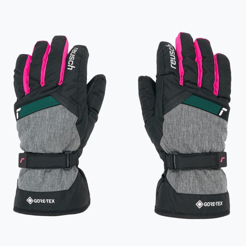 Reusch Flash Gore-Tex vaikiškos slidinėjimo pirštinės juodos/juodos melanžinės/rožinės glo 3