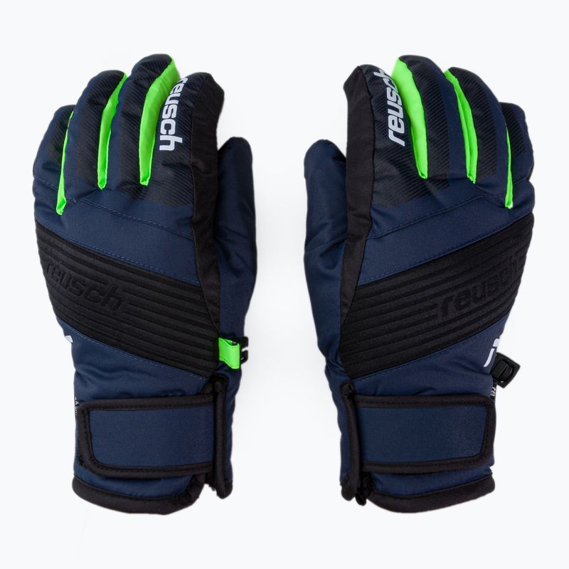 Reusch Duke R-Tex XT vaikiškos slidinėjimo pirštinės, juodos/mėlynos/neon žalia 3