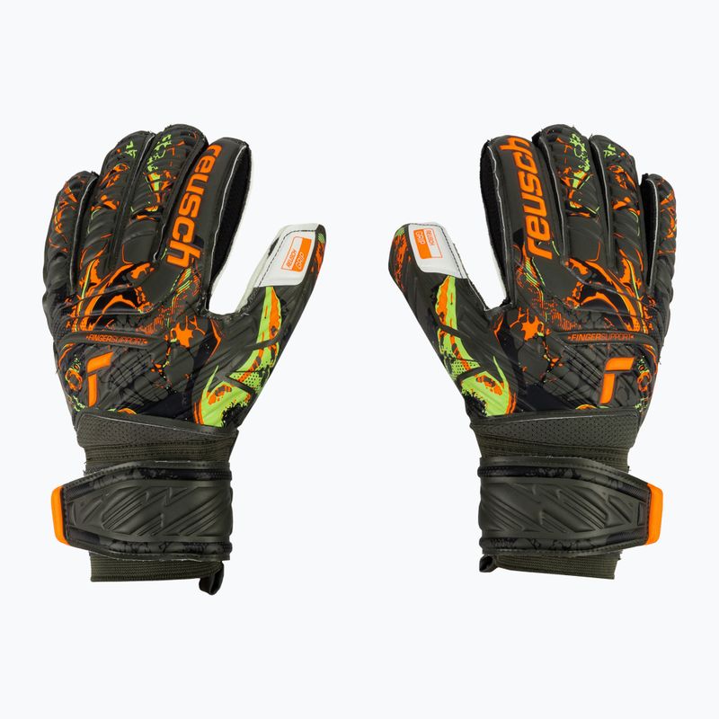 Reusch Attrakt Grip Finger Support vartininko pirštinės žalios-oranžinės 5370010-5556