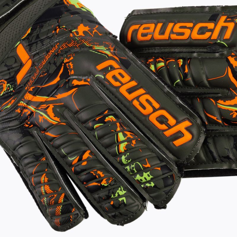 Reusch Attrakt Grip Finger Support vartininko pirštinės žalios-oranžinės 5370010-5556 4