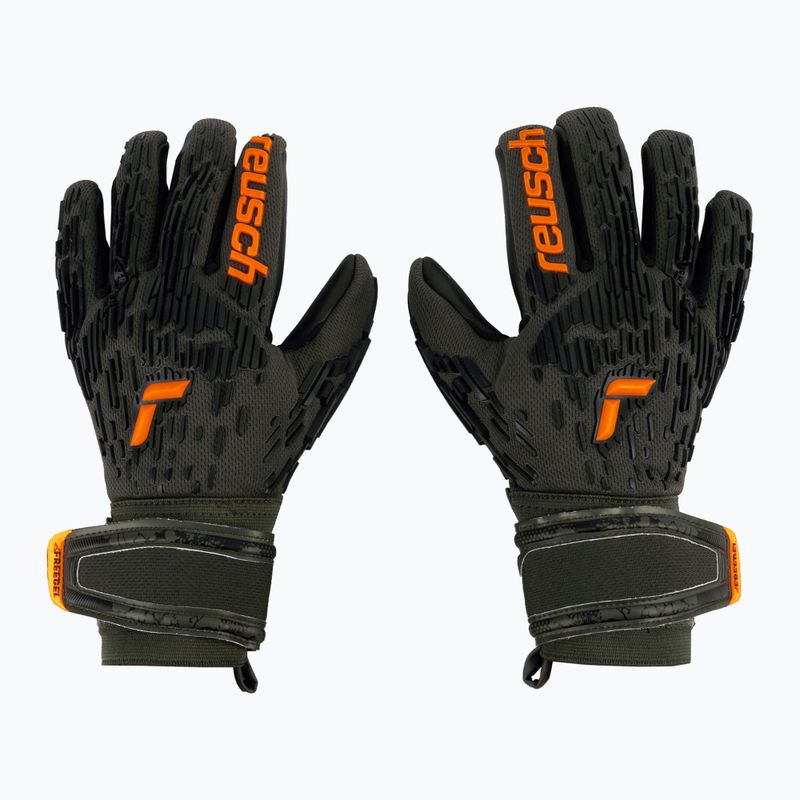 Reusch Attrakt Freegel sidabrinės žaliai oranžinės vartininko pirštinės 5370035-5555