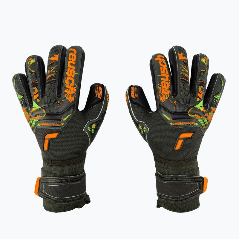 Reusch Attrakt Gold X Finger Support Junior vartininko pirštinės žalia-juoda 5372050-5555