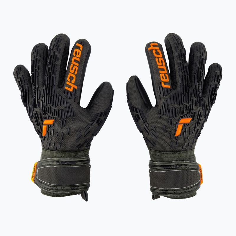 Reusch Attrakt Freegel Silver Finger Support Junior vartininko pirštinės juodai žalios 5372030-5555