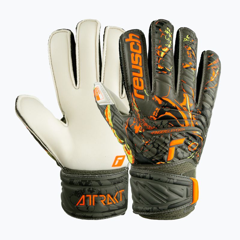 Reusch Attrakt Solid Finger Support Junior vaikiškos vartininko pirštinės, žalios 5372010-5556 4