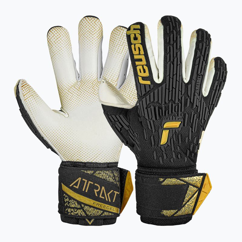 Vartininko pirštinės Reusch Attrakt Freegel Gold X GluePrint Finger Support black/gold