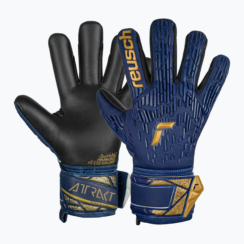 Vaikiškos vartininko pirštinės Reusch Attrakt Freegel Silver Junior premium blue/gold/black