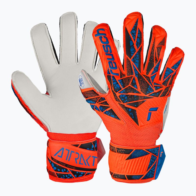 Vaikiškos vartininko pirštinės Reusch Attrakt Solid Finger Support Junior hyper orng/elec blue