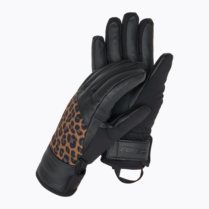 Moteriškos slidinėjimo pirštinės Reusch Beatrix R-Tex XT black/brown leopard