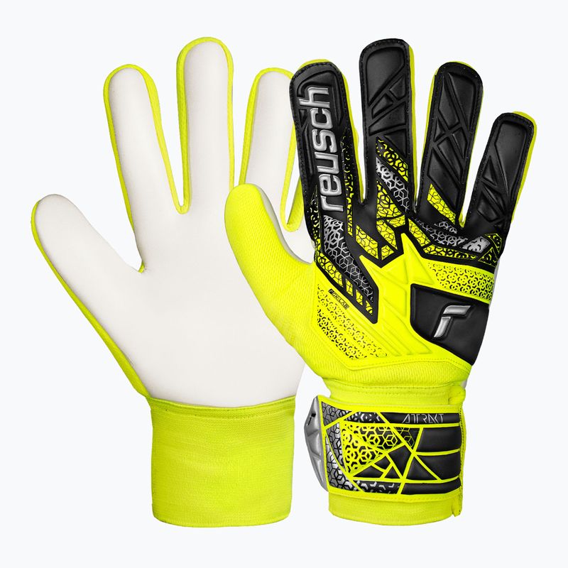 Vartininko pirštinės Reusch Attrakt Starter Solid safety yellow/silver