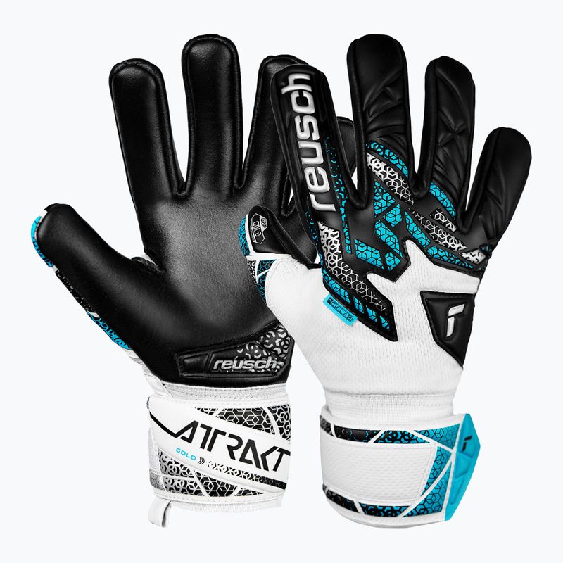 Vaikiškos vartininkų pirštinės Reusch Attrakt Gold NC Junior white/silver/black