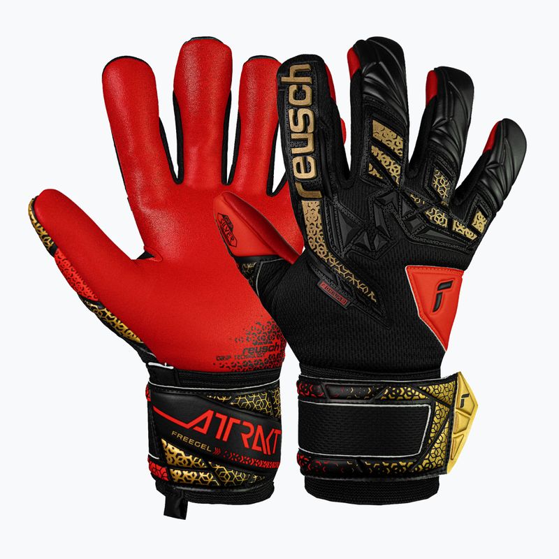 Vaikiškos vartininko pirštinės Reusch Attrakt Freegel Silver Junior black/gold/fiery red