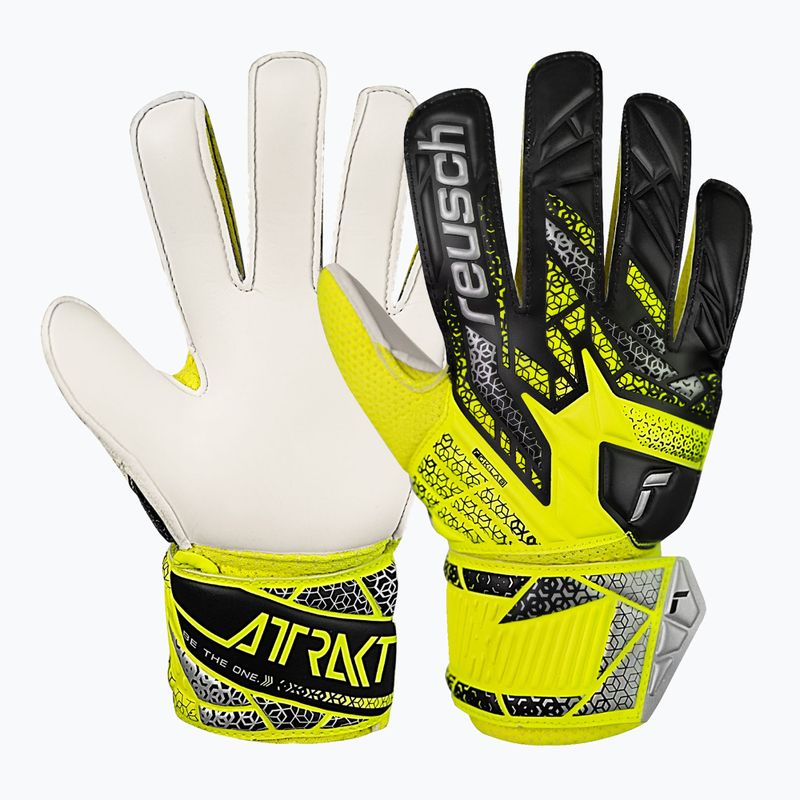 Vaikiškos vartininko pirštinės Reusch Attrakt Solid Junior safety yellow/silver