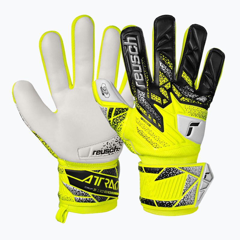 Vaikiškos vartininkų pirštinės Reusch Attrakt Grip Junior safety yellow/silver