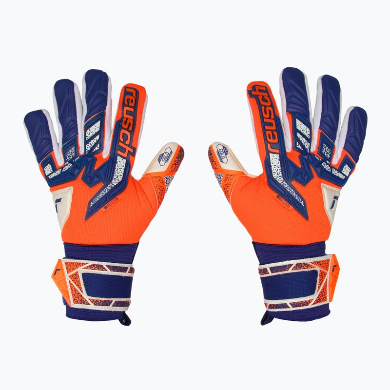Reusch Attrakt Freegel Gold NC Junior oranžinės/mėlynos vaikiškos vartininko pirštinės 2