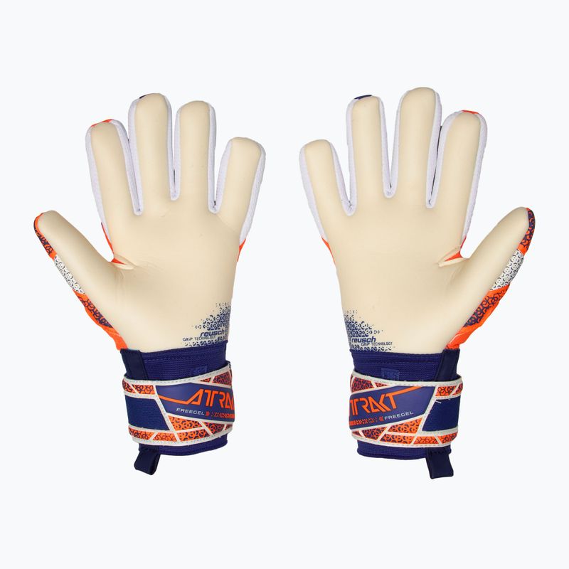 Reusch Attrakt Freegel Gold NC Junior oranžinės/mėlynos vaikiškos vartininko pirštinės 3