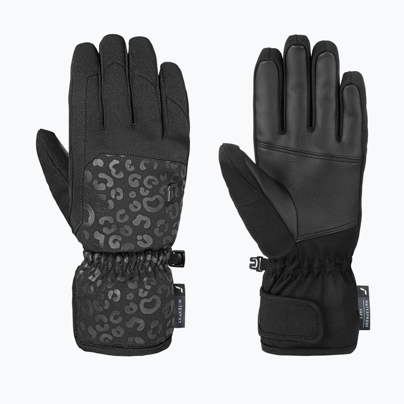 Moteriškos slidinėjimo pirštinės Reusch Keira R-Tex XT black/black leopard