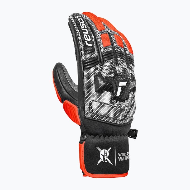 Slidinėjimo pirštinės Reusch Worldcup Warrior DH black/silver/fluo red 2