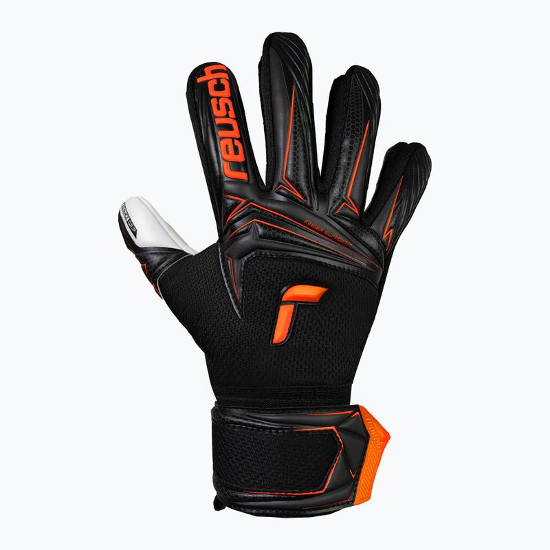 Vaikiškos vartininko pirštinės Reusch Attrakt Advance Finger Support Junior black/shocking orange 2