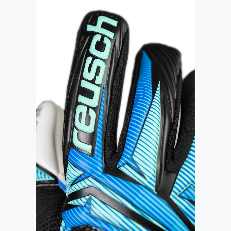 Vaikiškos vartininko pirštinės Reusch Attrakt RE:GRIP NC Junior black/ocean light 6