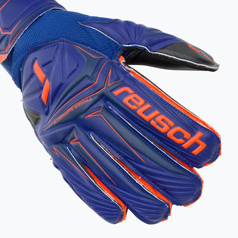Vaikiškos vartininko pirštinės Reusch Attrakt Infinity Finger Support Junior sharp blue/shocking orange/black 4
