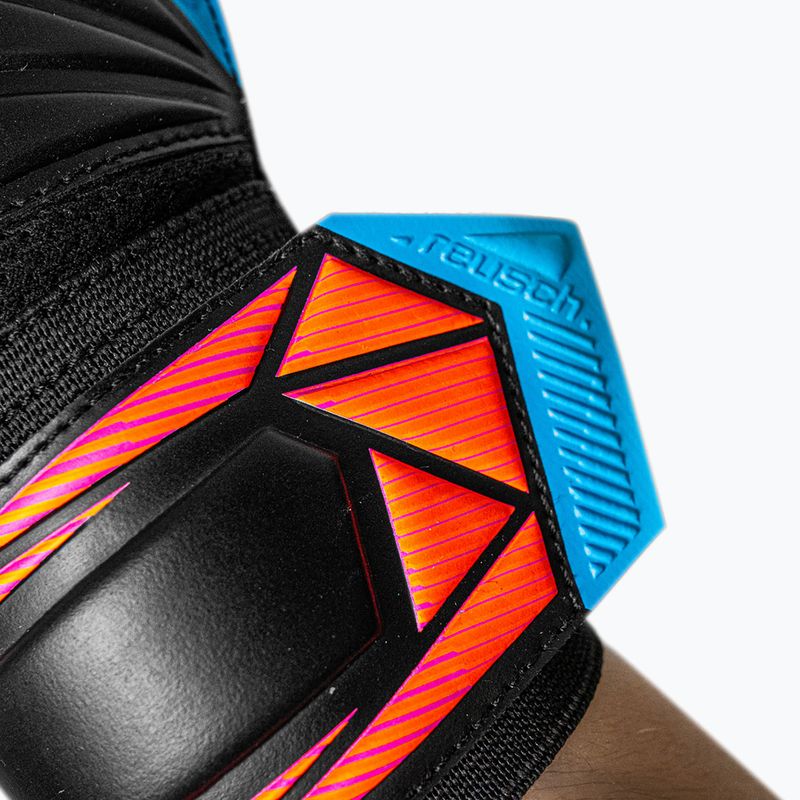 Vartininko pirštinės Reusch Attrakt Solid black/aqua blue/shocking orange 7