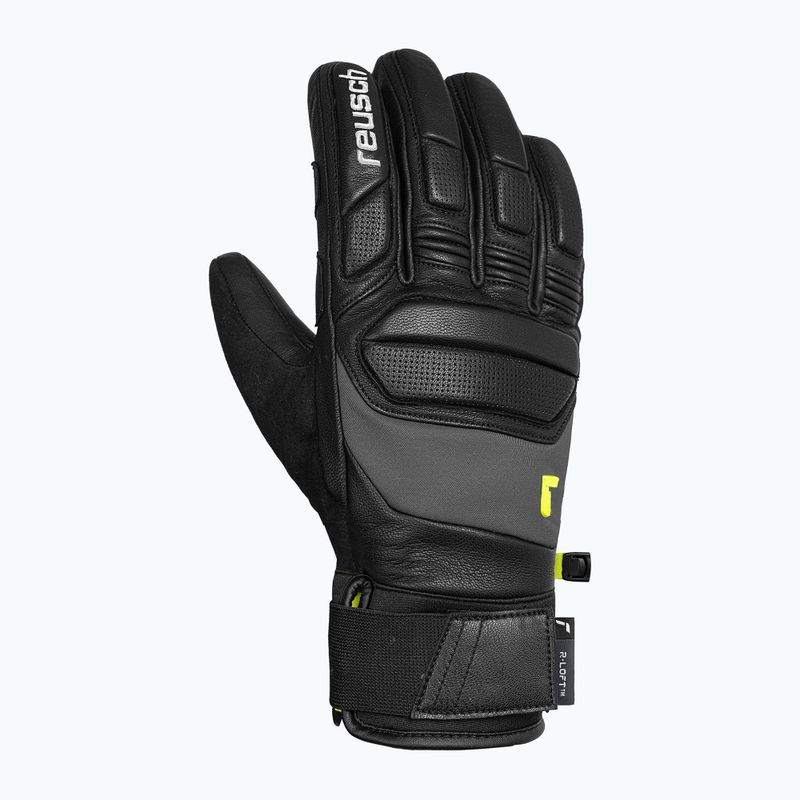 Slidinėjimo pirštinės Reusch Profi SL black/dark granite/safety yellow 2