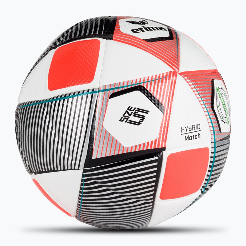 Futbolo kamuolys ERIMA Hybrid Match silver/fiery-coral dydis 5 2