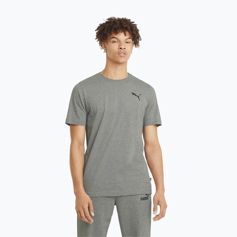 Vyriški marškinėliai PUMA Ess Small Logo Tee medium gray heather/medium gray heather/cat