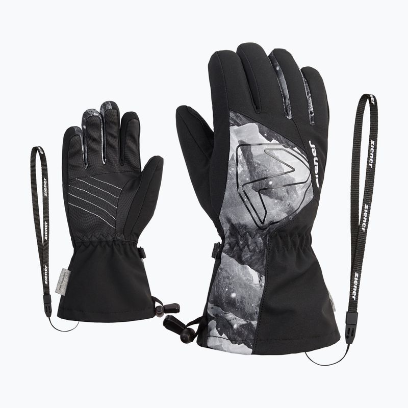 Vaikiškos slidininkų pirštinės ZIENER Laval Aquashield AW black/grey mountain