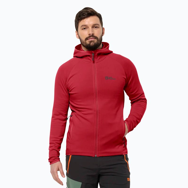 Vyriškas šiltas džemperis Jack Wolfskin Baiselberg Hooded FZ red glow