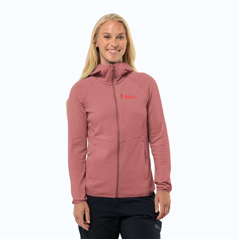 Moteriškas fliso džemperis Jack Wolfskin Kolbenberg Hooded Fz mineral red