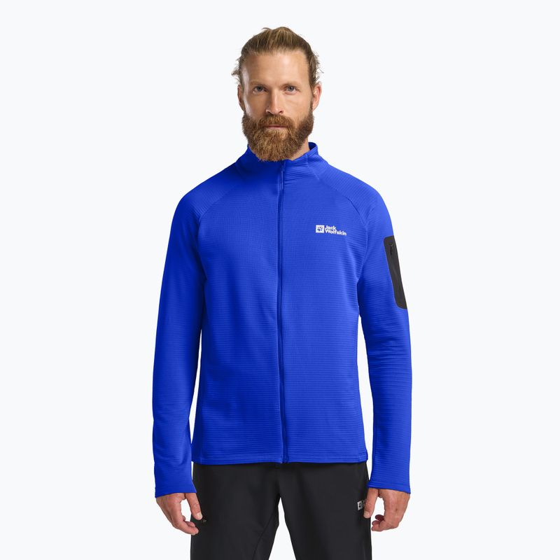 Vyriškas žygio džemperis Jack Wolfskin Prelight Full Zip vibrant blue