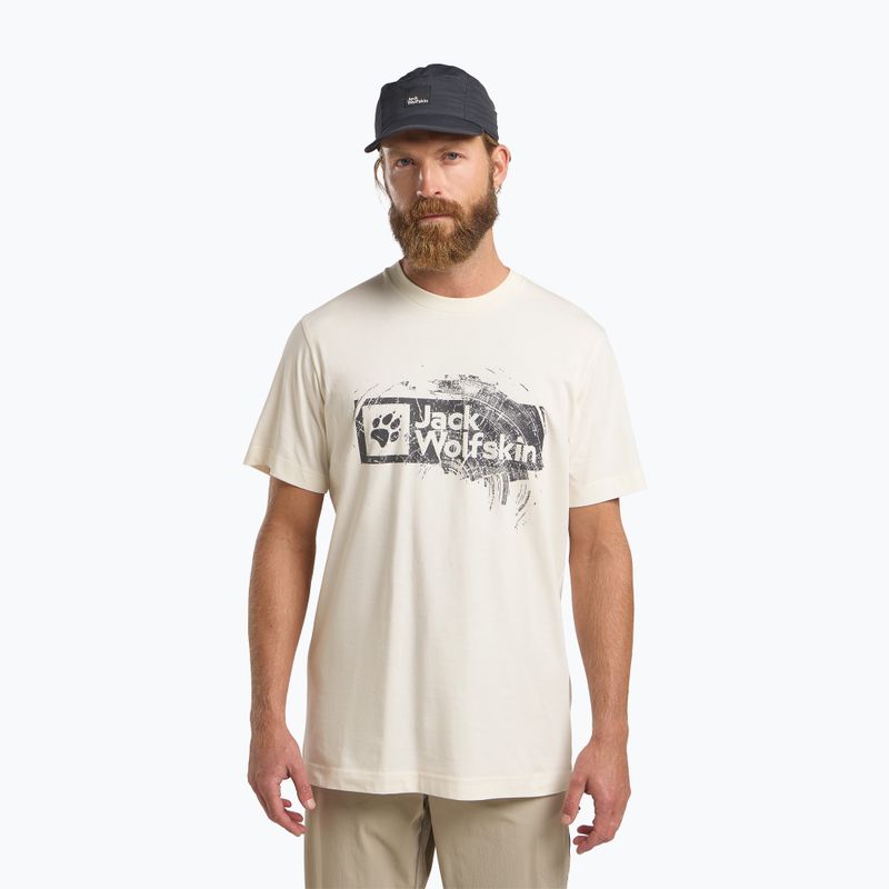 Vyriški marškinėliai Jack Wolfskin Jack Wolfskin Brand T wood cotton white