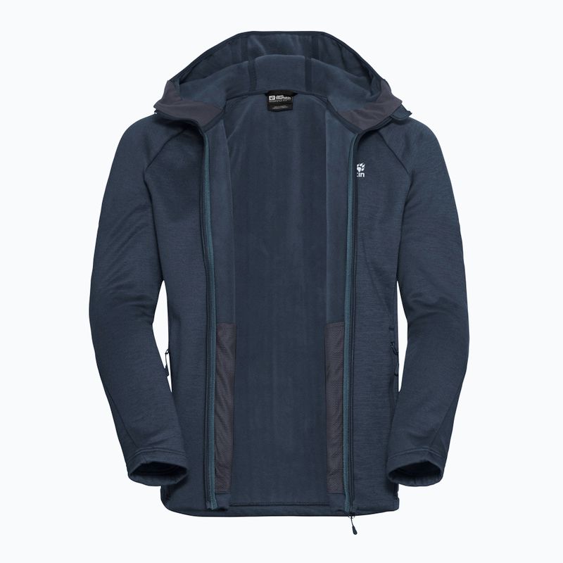 Vyriškas žygio džemperis Jack Wolfskin Peak District Hooded Full Zip midnight sky 9
