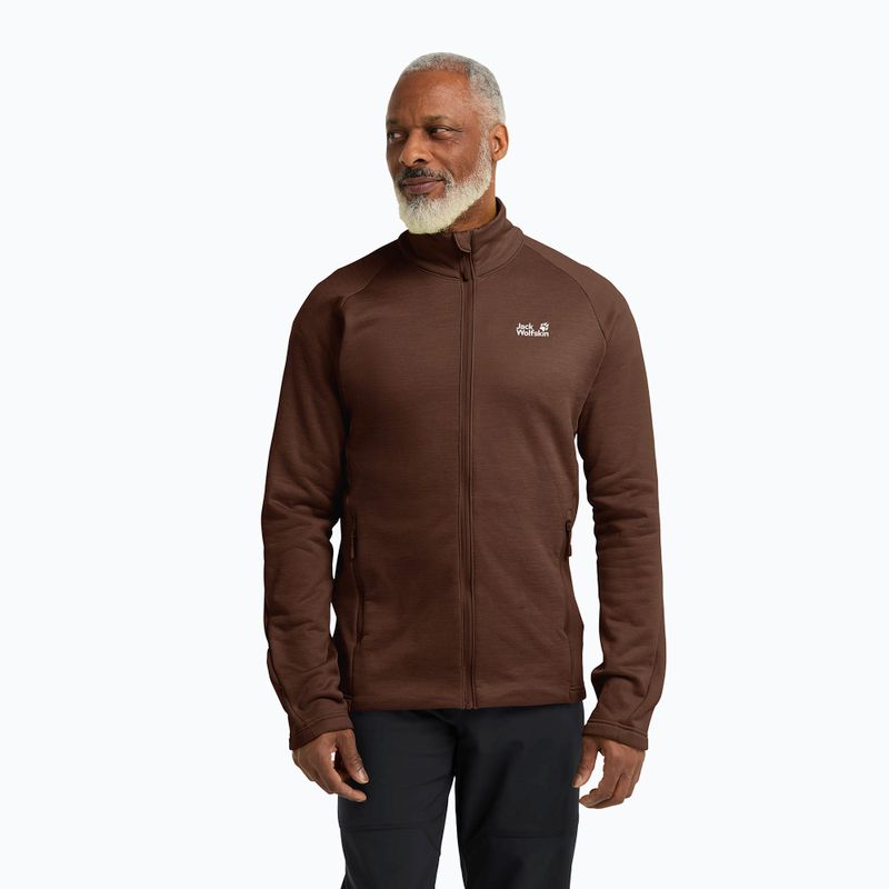 Vyriškas žygio džemperis Jack Wolfskin Peak District Full Ziphot choc