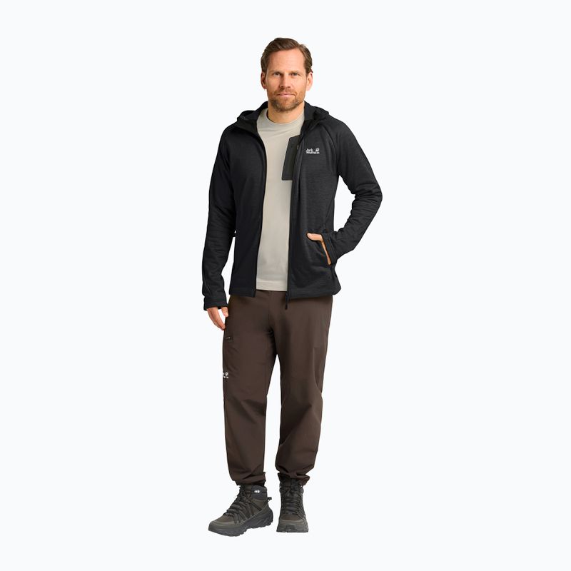 Vyriškas žygio džemperis Jack Wolfskin Peak District Hooded Full Zip black 2