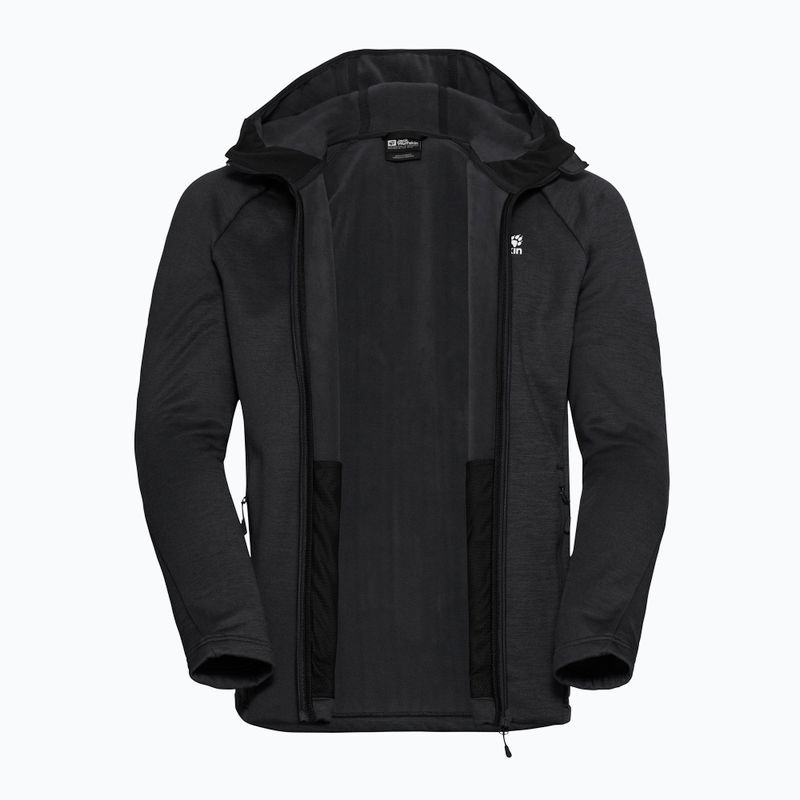 Vyriškas žygio džemperis Jack Wolfskin Peak District Hooded Full Zip black 9
