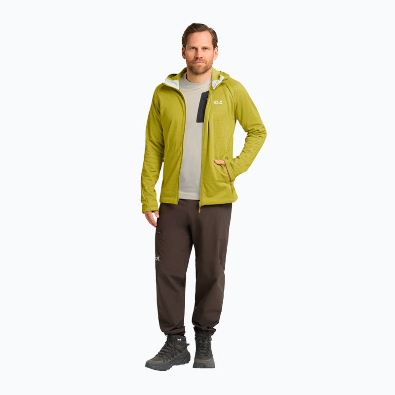 Vyriškas žygio džemperis Jack Wolfskin Peak District Hooded Full Zip chartreuse 2