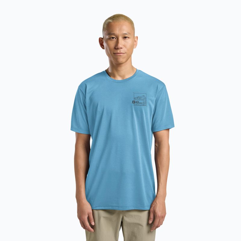 Vyriški marškinėliai Jack Wolfskin Vonnan Graphic peak trail sky blue