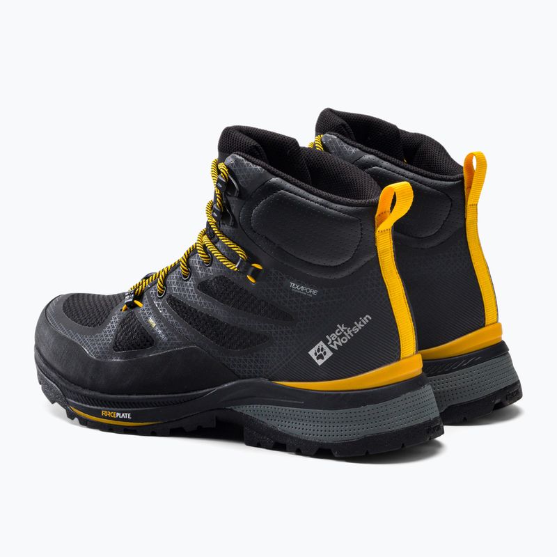 Jack Wolfskin vyriški Force Striker Texapore Mid trekingo batai black/burly yellow xt 4038823 3