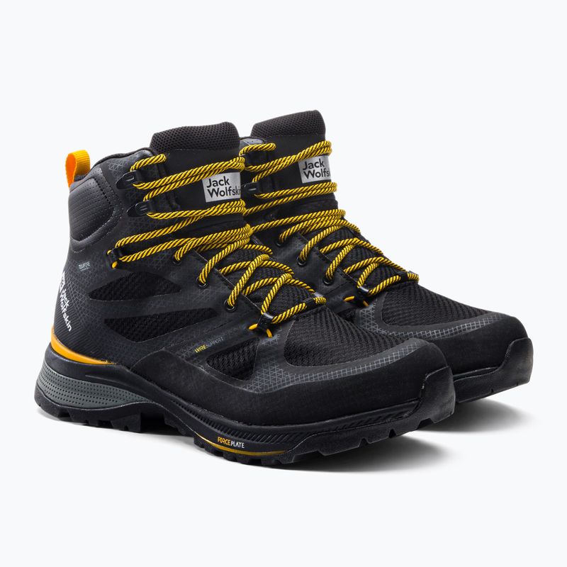 Jack Wolfskin vyriški Force Striker Texapore Mid trekingo batai black/burly yellow xt 4038823 5