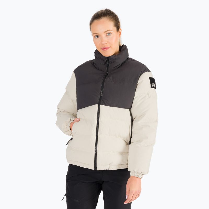 Jack Wolfskin moteriška pūkinė striukė Alex Down juoda ir smėlio spalvos 1206921